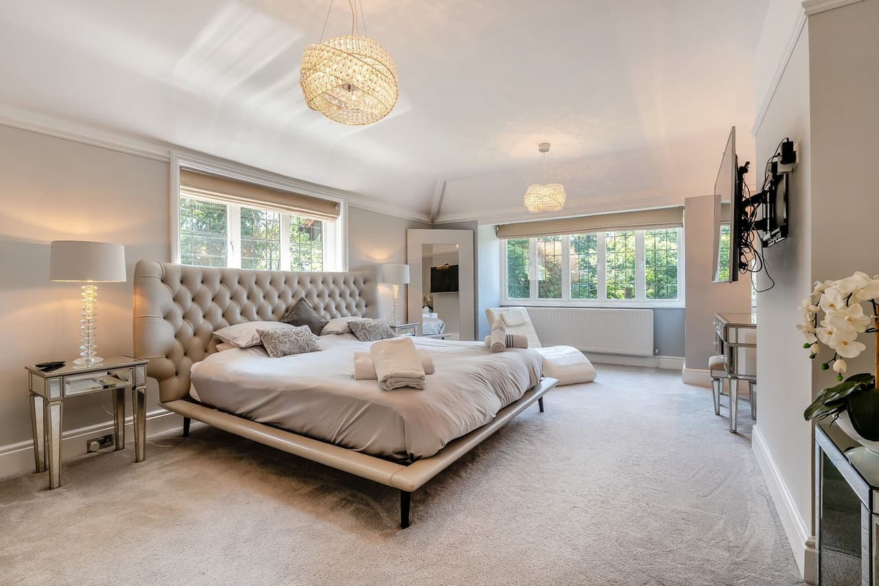 The main bedroom with a king-size bed