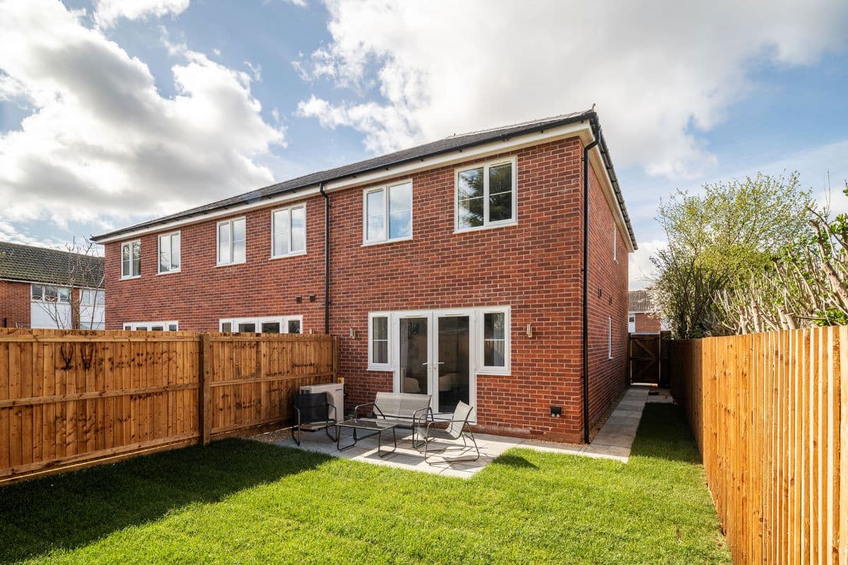 A new-build house with a lawned garden